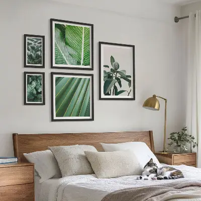Bildergalerieset für die Wand mit Motiven von tropischen Pflanzen