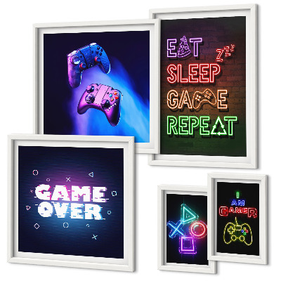 Bilderset fürs sofa Neon-Computerspielthemen
