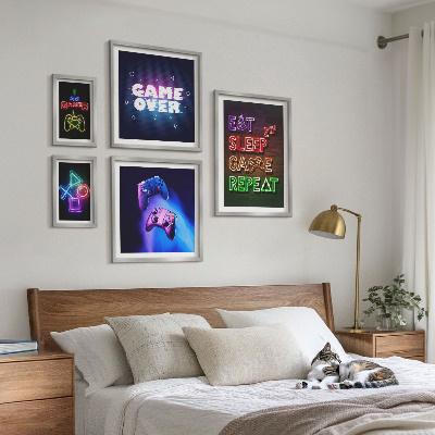 Bilderset fürs sofa Neon-Computerspielthemen