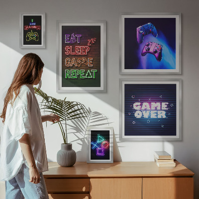 Bilderset fürs sofa Neon-Computerspielthemen