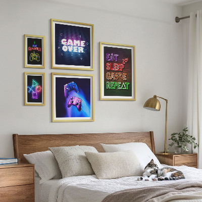 Bilderset fürs sofa Neon-Computerspielthemen