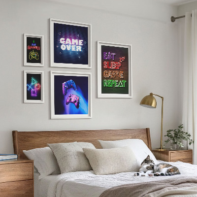 Bilderset fürs sofa Neon-Computerspielthemen