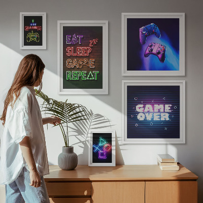Bilderset fürs sofa Neon-Computerspielthemen