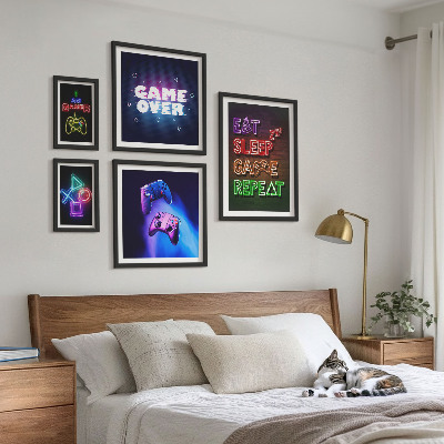 Bilderset fürs sofa Neon-Computerspielthemen