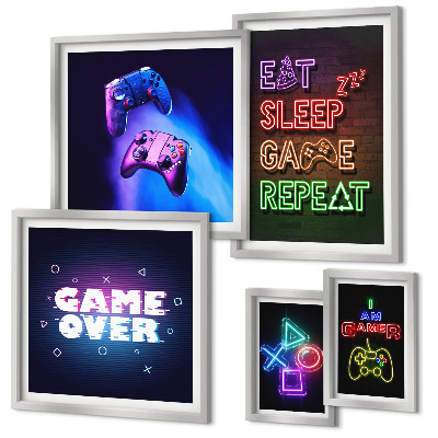 Bilderset fürs sofa Neon-Computerspielthemen