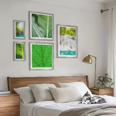 Modernes Wandbilder-Set mit tropischen Palmenwasserfällen