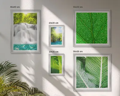 Modernes Wandbilder-Set mit tropischen Palmenwasserfällen