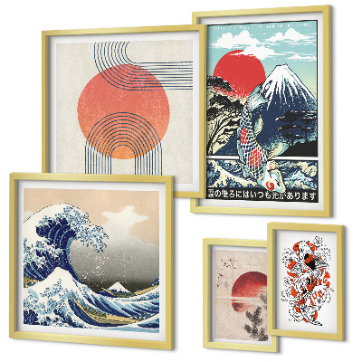 Bilderset fürs sofa Japanische Kunstmotive Wellen