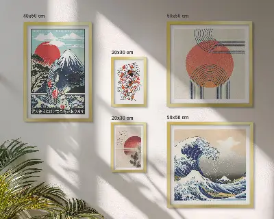 Bilderset fürs Sofa mit japanischen Kunstmotiven von Wellen