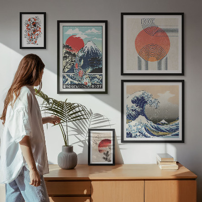 Bilderset fürs sofa Japanische Kunstmotive Wellen
