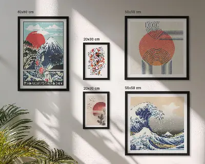 Bilderset fürs Sofa mit japanischen Kunstmotiven von Wellen
