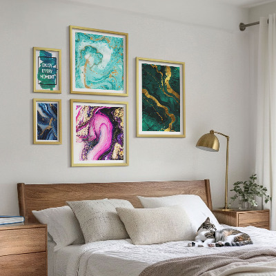 Modernes wandbilder-set Abstrakte Muster in Grün und Lila