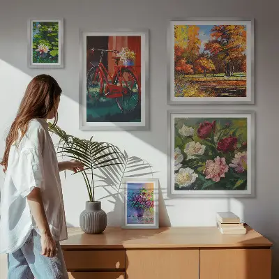 Bilderset fürs Sofa mit Blumen in der Frühlingslandschaft