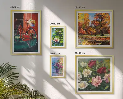 Bilderset fürs Sofa mit Blumen in der Frühlingslandschaft