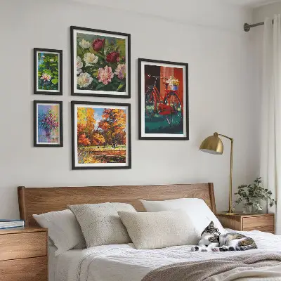 Bilderset fürs Sofa mit Blumen in der Frühlingslandschaft