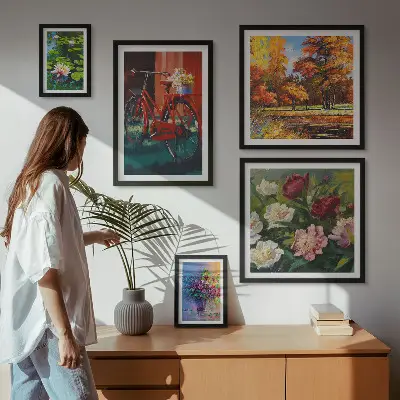 Bilderset fürs Sofa mit Blumen in der Frühlingslandschaft