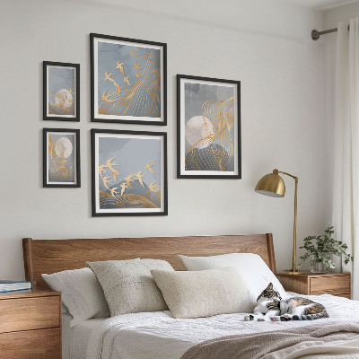 Modernes wandbilder-set Abstrakte Wellen und Vögel
