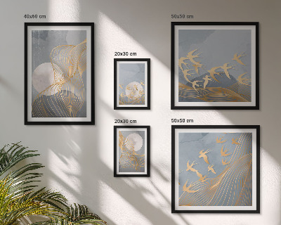 Modernes wandbilder-set Abstrakte Wellen und Vögel