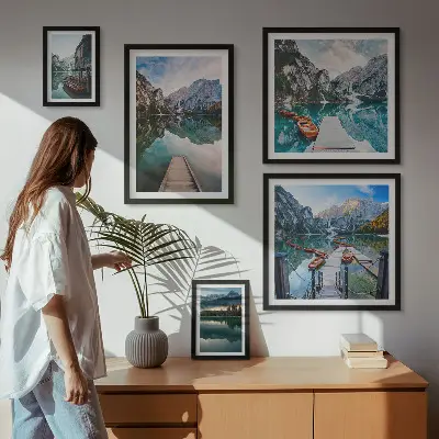 Bilderset für das Sofa mit Bergseen und Naturmotiven