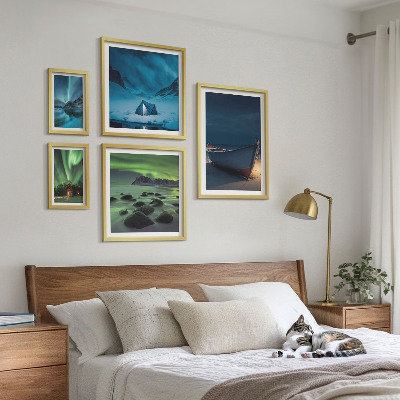 Bilderset fürs sofa Winterlandschaften mit Nordlichtern