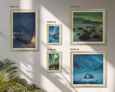 Bilderset fürs sofa Winterlandschaften mit Nordlichtern