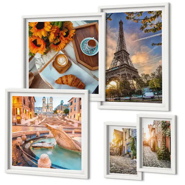Modernes Wandbilder-Set atmosphärische Ansichten eines Cafés