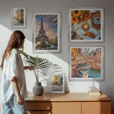 Modernes Wandbilder-Set atmosphärische Ansichten eines Cafés