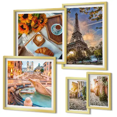 Modernes Wandbilder-Set atmosphärische Ansichten eines Cafés