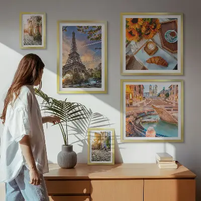 Modernes Wandbilder-Set atmosphärische Ansichten eines Cafés