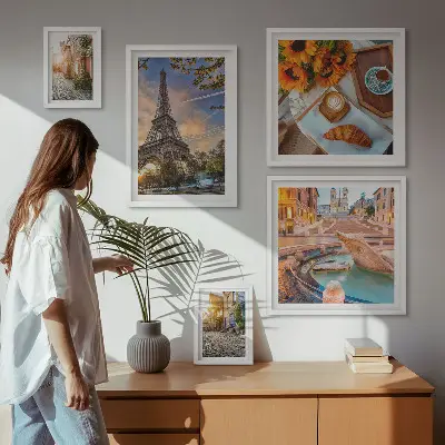 Modernes Wandbilder-Set atmosphärische Ansichten eines Cafés