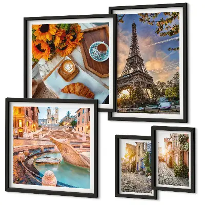 Modernes Wandbilder-Set atmosphärische Ansichten eines Cafés
