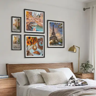 Modernes Wandbilder-Set atmosphärische Ansichten eines Cafés