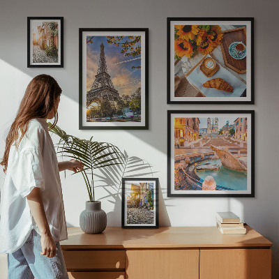 Modernes wandbilder-set Atmosphärische Ansichten des Cafés