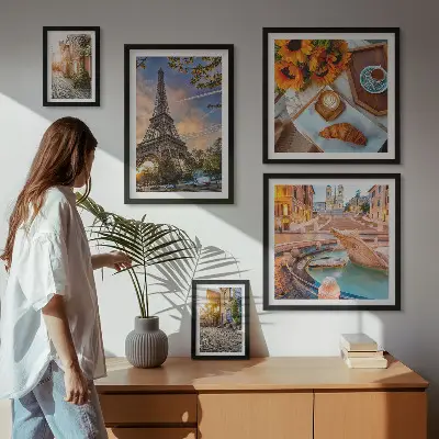 Modernes Wandbilder-Set atmosphärische Ansichten eines Cafés