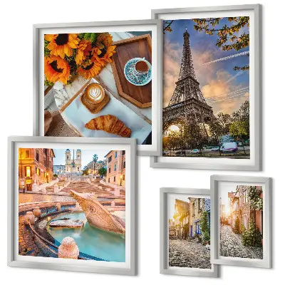 Modernes Wandbilder-Set atmosphärische Ansichten eines Cafés