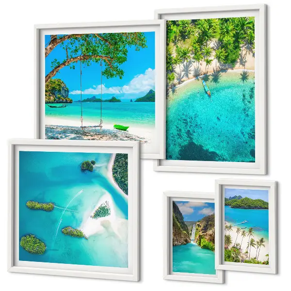 Wandbilder-Set mit tropischen Stränden und paradiesischem Wasser