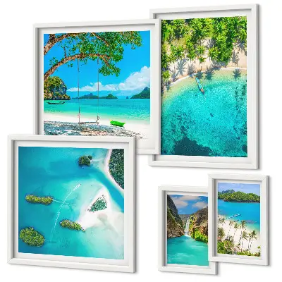 Wandbilder-Set mit tropischen Stränden und paradiesischem Wasser