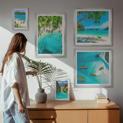 Wandbilder-Set mit tropischen Stränden und paradiesischem Wasser