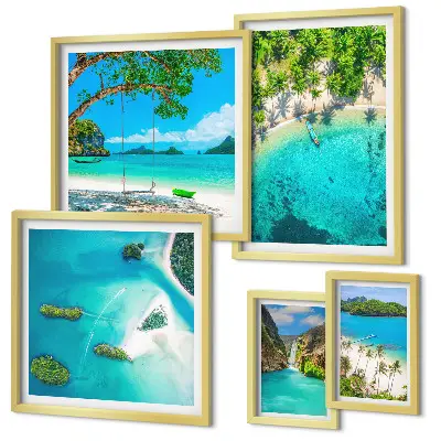 Wandbilder-Set mit tropischen Stränden und paradiesischem Wasser