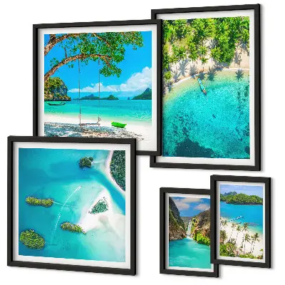 Wandbilder-Set mit tropischen Stränden und paradiesischem Wasser