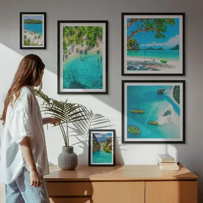 Wandbilder-Set mit tropischen Stränden und paradiesischem Wasser
