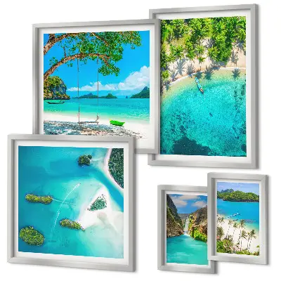 Wandbilder-Set mit tropischen Stränden und paradiesischem Wasser