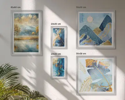 Modernes Wandbilder-Set mit stilvollen Bergpflanzenlandschaften