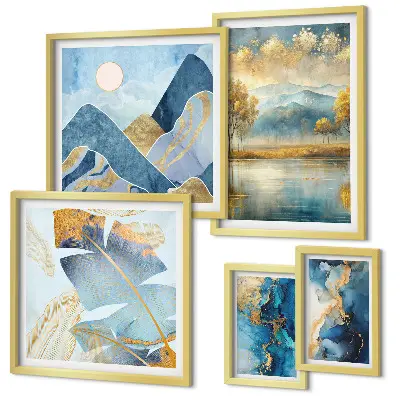 Modernes Wandbilder-Set mit stilvollen Bergpflanzenlandschaften