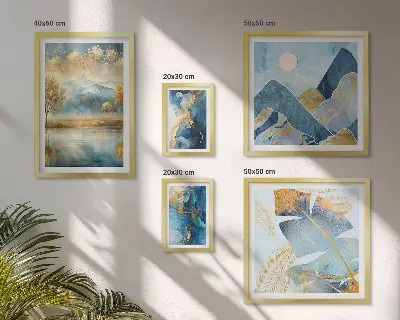 Modernes Wandbilder-Set mit stilvollen Bergpflanzenlandschaften