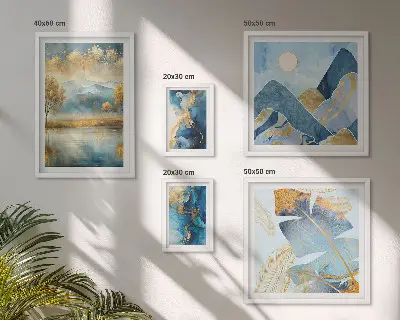 Modernes Wandbilder-Set mit stilvollen Bergpflanzenlandschaften