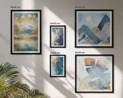 Modernes Wandbilder-Set mit stilvollen Bergpflanzenlandschaften