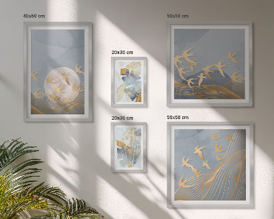 Bildergalerie-set für die wand Stilvolle Vögel lassen die Blätter grau erscheinen