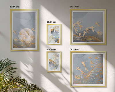 Bildergalerie-set für die wand Stilvolle Vögel lassen die Blätter grau erscheinen