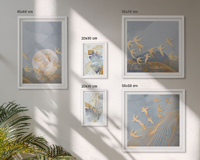 Bildergalerie-set für die wand Stilvolle Vögel lassen die Blätter grau erscheinen